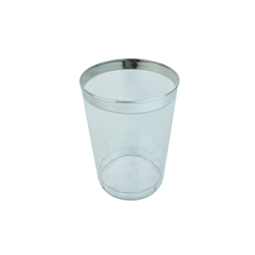 Disposable Plastic Glass Clear with Silver Rim 300ml (Pack 6)