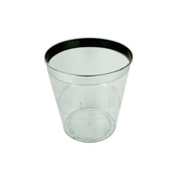 Disposable Plastic Glass Clear with Silver Rim 170ml (Pack 6)