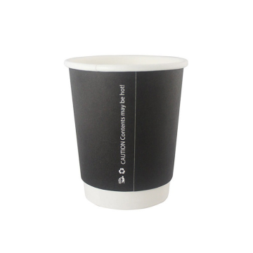 Black Double Wall Hot Drink / Coffee Cup 8oz (Pack 25) [500]