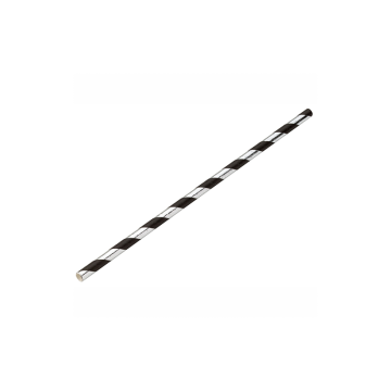 Paper Silver/Black Stripe Straw 8&quot; x 6mm (Pack 250)