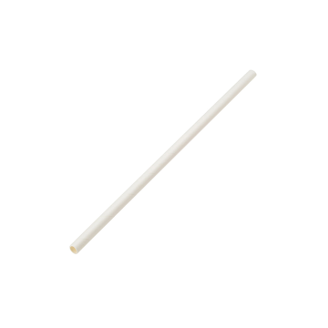 Paper Solid White Straw 8&quot; x 6mm (Pack 250)