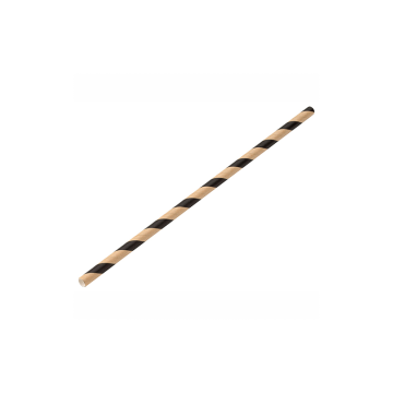 Paper Brown/Black Stripe Straw 8&quot; x 6mm (Pack 250)