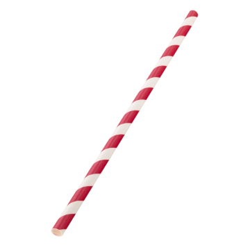 Paper Red Striped Straw 8&quot;x 6mm (Pack 250)