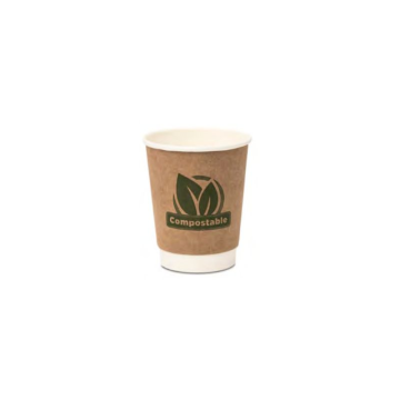 Brown Compostable Double Wall Hot Drink / Coffee Cup 12oz (Pack 25) [500]