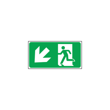 Self Adhesive Exit Man Arrow Down Left Sign