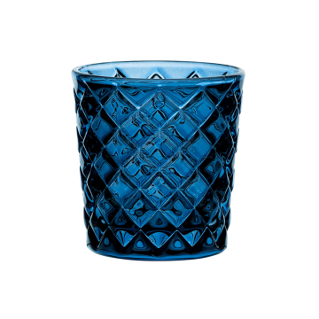 Criss Cross Blue Tea Light / Candle Holder