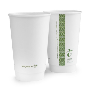 Vegware Biodegradable 16oz Double Wall White Coffee Cup (Pack 25) [16]