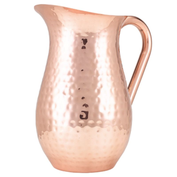 Genware Hammered Copper Plated Water Jug 2L / 67.6oz