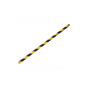 Paper Gold/Black Stripe Straw 8&quot; x 6mm (Pack 250)