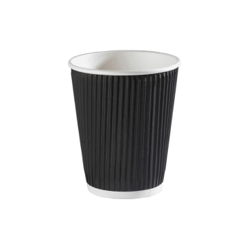 Black Ripple Wall Hot Drink / Coffee Cup 12oz (Pack 25) [500]