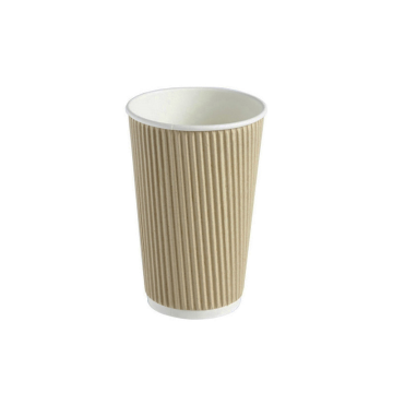 Kraft Ripple Wall Hot Drink / Coffee Cup 16oz (Pack 25) [500]