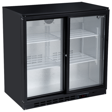 Blizzard BAR2SL Sliding Double Door Black Bottle Cooler 905mm wide (182 Bottles)