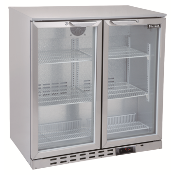 Blizzard BAR2SS Double Door Stainless Steel Bottle Cooler 905mm wide (202 Bottles)