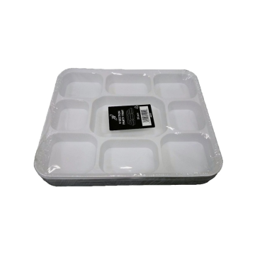 Disposable Rectangualr 9 Section Food Tray 10.5&quot; x 12.5&quot; AD10 (Pack 25)