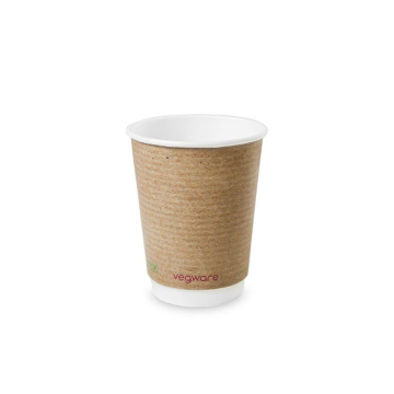 Vegware Biodegradable 12oz Double Wall Brown Kraft Coffee Cup (Pack 25) [20]