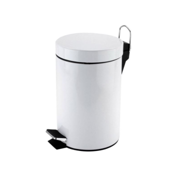 Round White Pedal Bin - 3 Litre