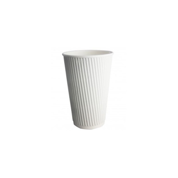 White Squat Ripple Wall Hot Drink / Coffee Cup 12oz (Pack 25) [500]