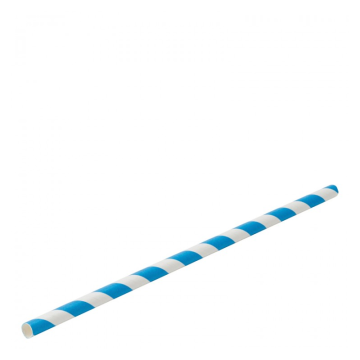 Paper Blue Stripe Straw 8&quot; (20cm) (Pack 100)