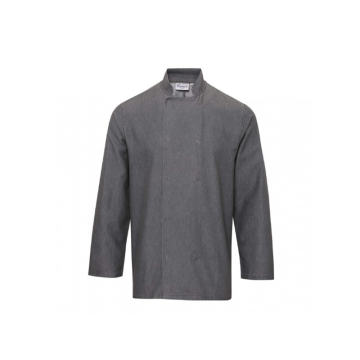 Denim Chef&#039;s Jacket Long Sleeve Grey in X Large