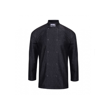 Denim Chef&#039;s Jacket Long Sleeve Black in Small