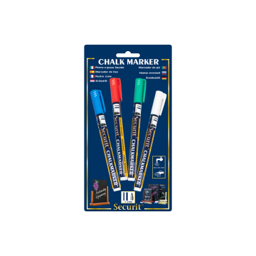 Securit Chalkmarkers (R,G,W,BL) Small (Pack 4)