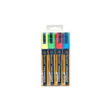 Securit Chalkmarkers (R,G,Y,BL) Medium (Pack 4)