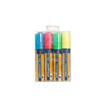 Securit Chalkmarkers (R,G,Y,BL) Large (Pack 4)