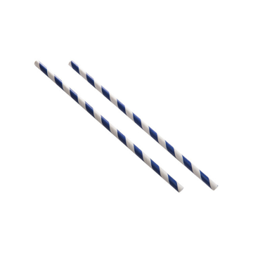 Paper Blue Striped Straw 8&quot;x 6mm (Pack 250)