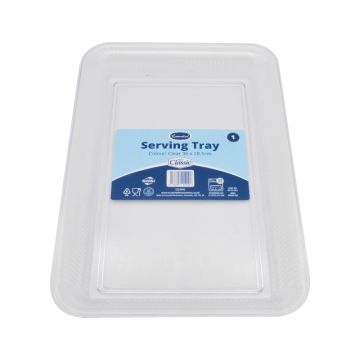 Reusable Clear Plastic Rectangular Serving Tray 37 x 24cm